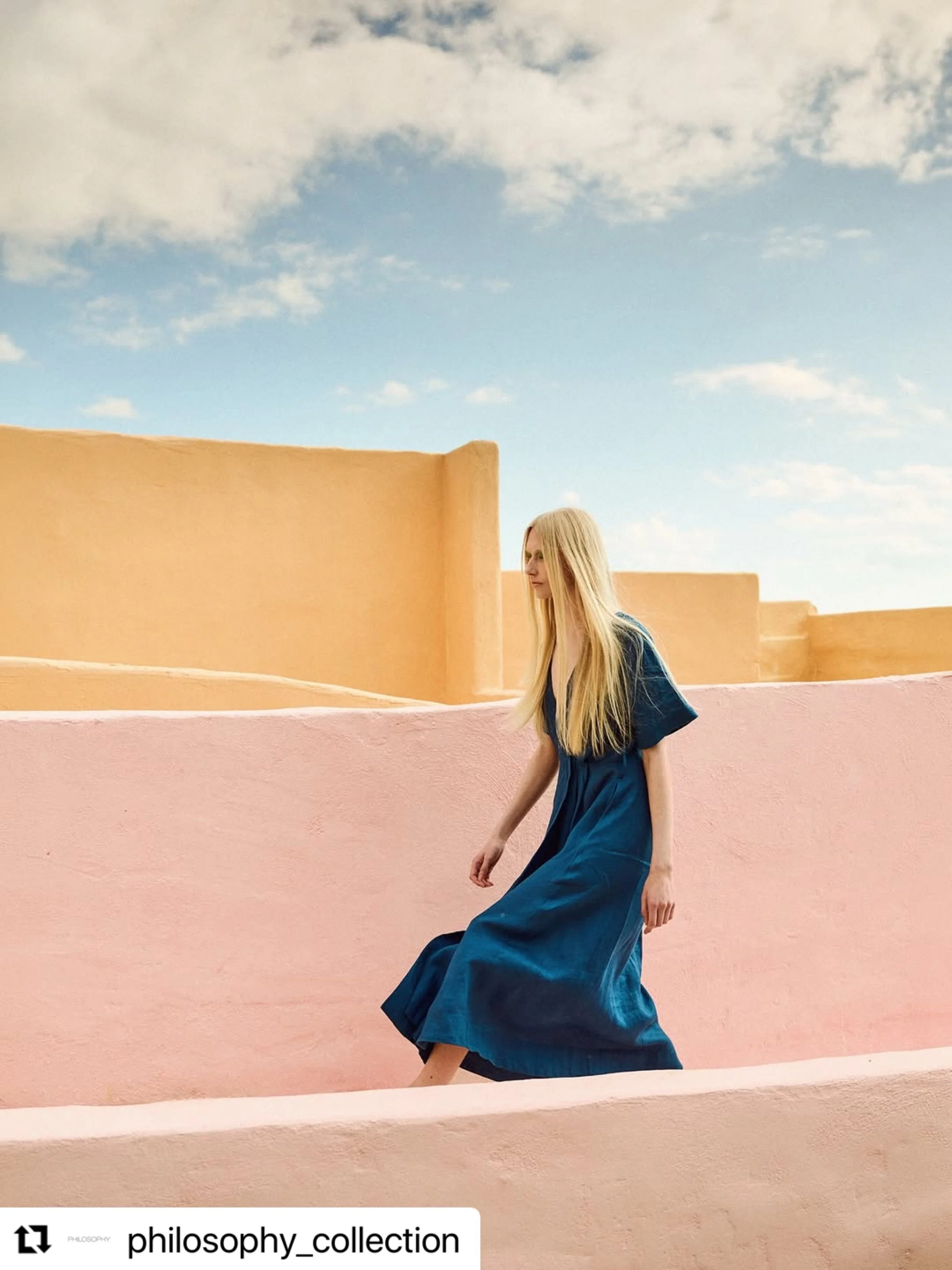 Beautiful photo @thanassiskrikis  makeup @hara_papanicolaou @philosophy_collection with
・・・
A striking shade of blue meets a fluid silhouette, creating a dress that feels modern, effortless and impossible to overlook.

#ss26 #womenwear #summerdress #