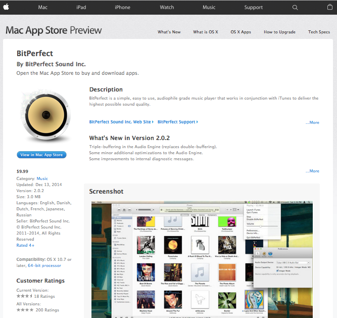 BitPerfect High Quality Audio Player (Mac OS Application)
