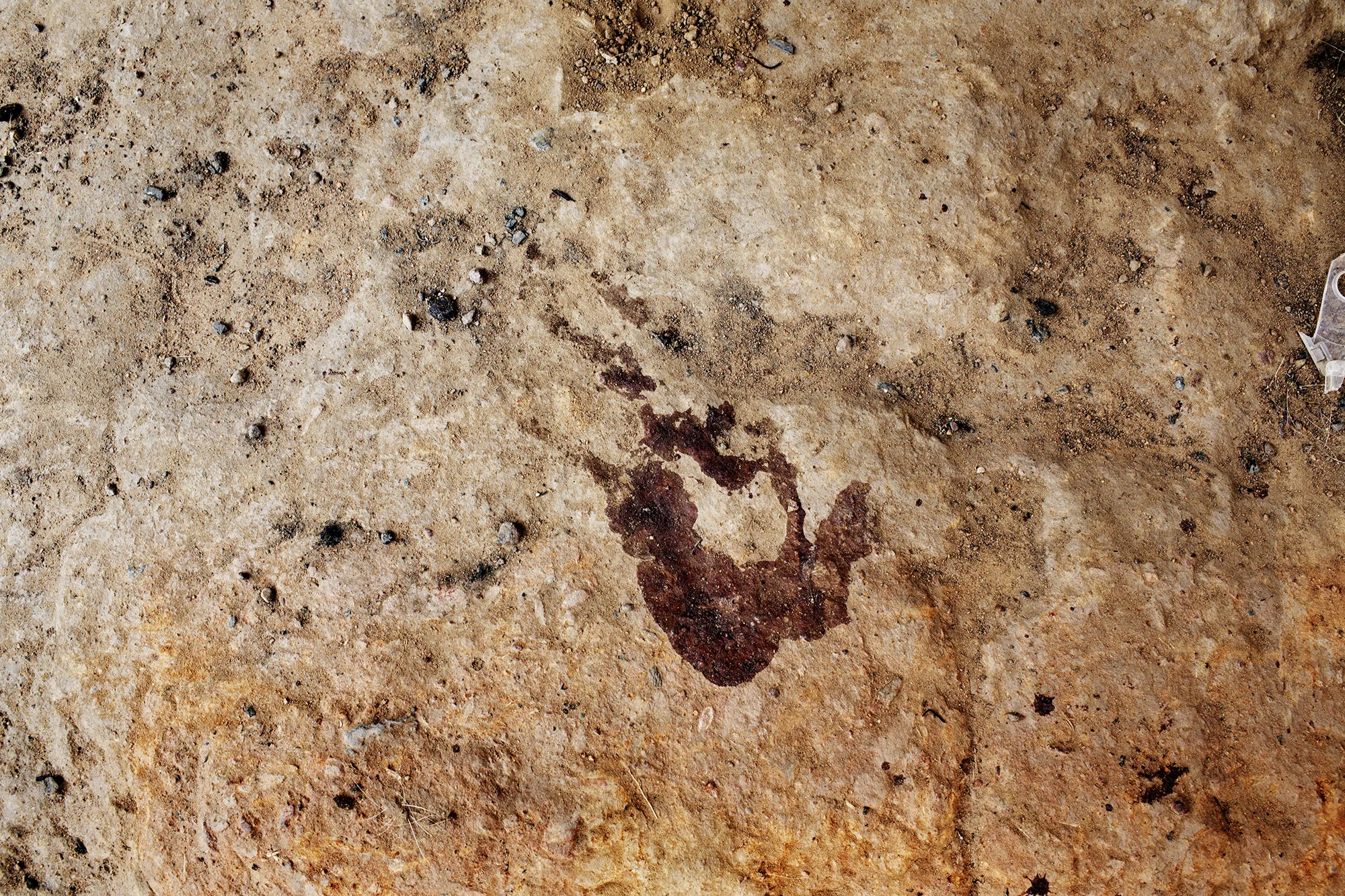  Blood stains in the Muslim quarter after the massacre which killed a reported 11 people in front and around the Imam residence. 