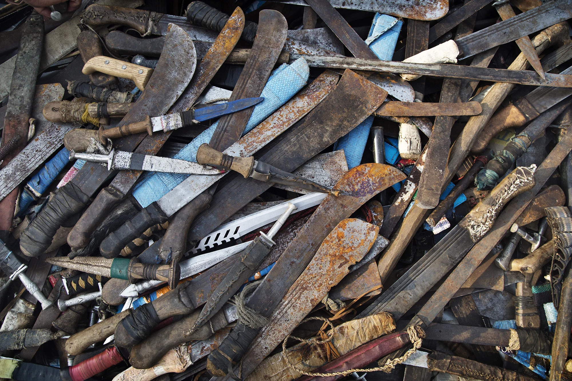  Machete collected by African Union troops in the disarmament process. 