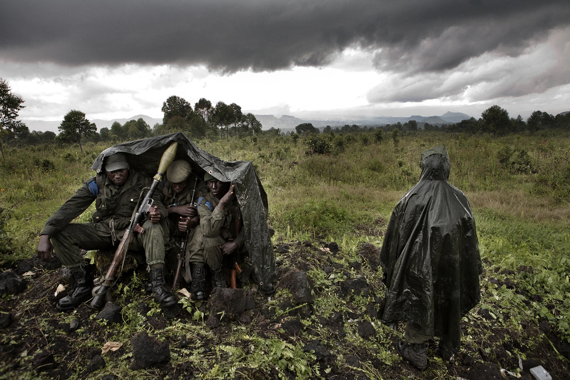 FARDC Soldiers on the frontline in Goma during an offensive against the CNDP.