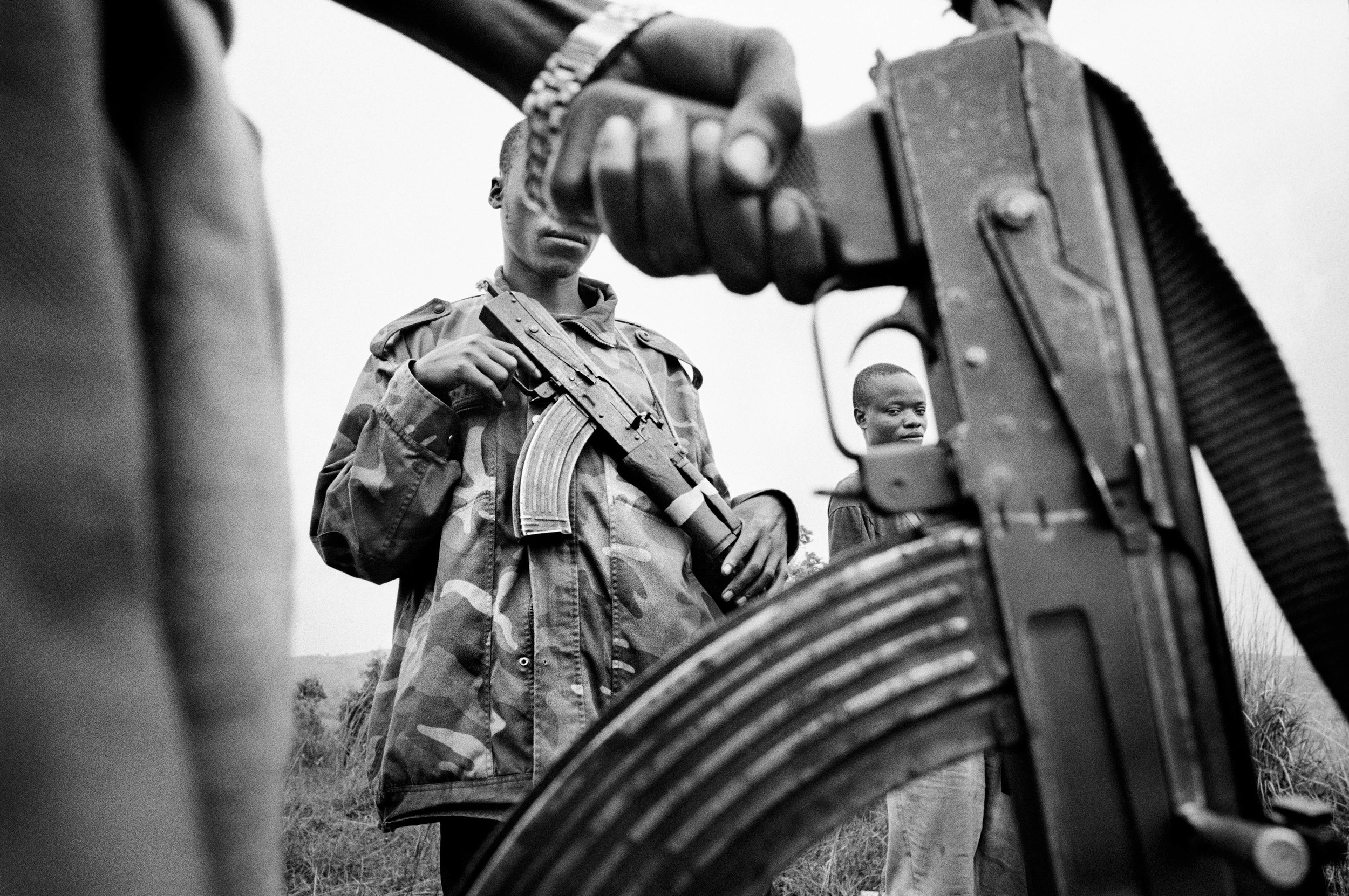 The soldiers of General Mathieu Ngudjolo, just outside the town of Bunia. The militia leader claimed to control the combined forces of the Movement for the Revolution of Congo. The general has since been indicted by the International Criminal Court.