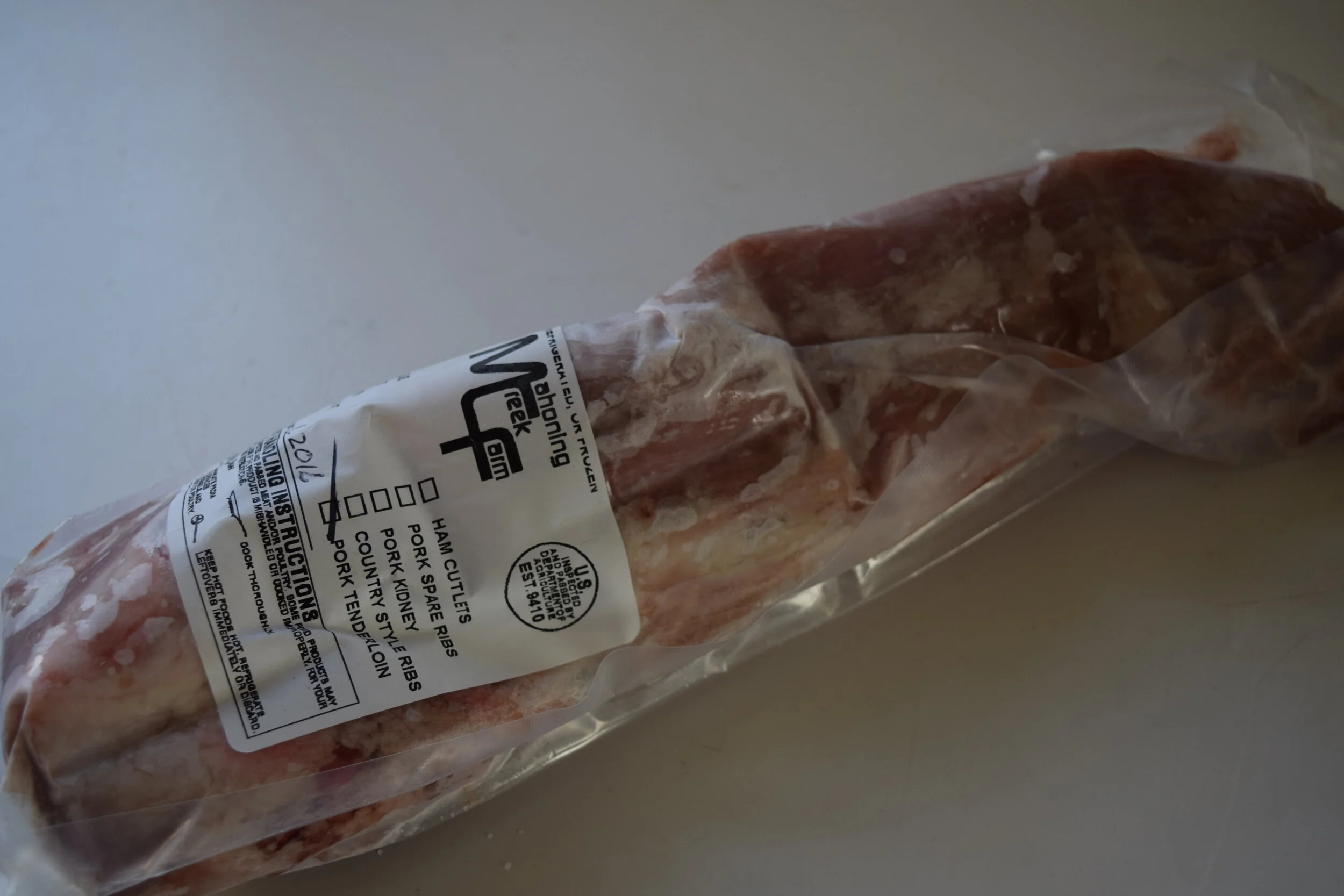 Pre-packaged Pork, Tenderloin from Mahoning Creek Farm in Smicksburg, PA.