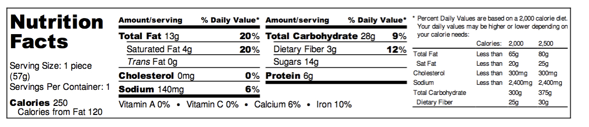 Chocolate Drizzle Nutrition Facts 