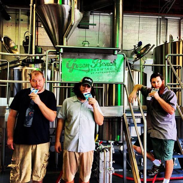 Casey, Khris and Steve enjoy wholesome refreshment after a long brew day.