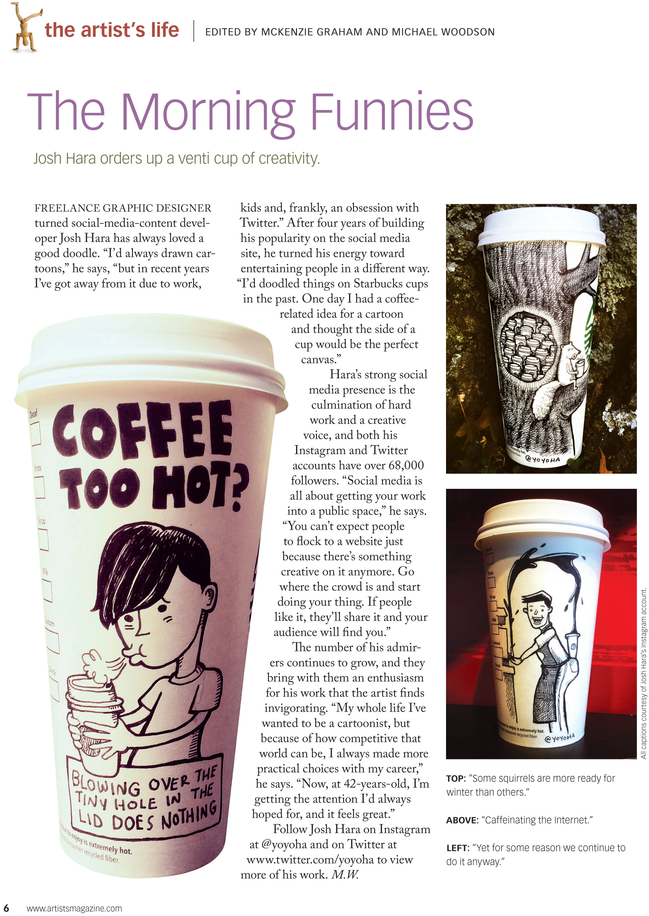 June 2016 "Artist's Life" column for The Artist's Magazine