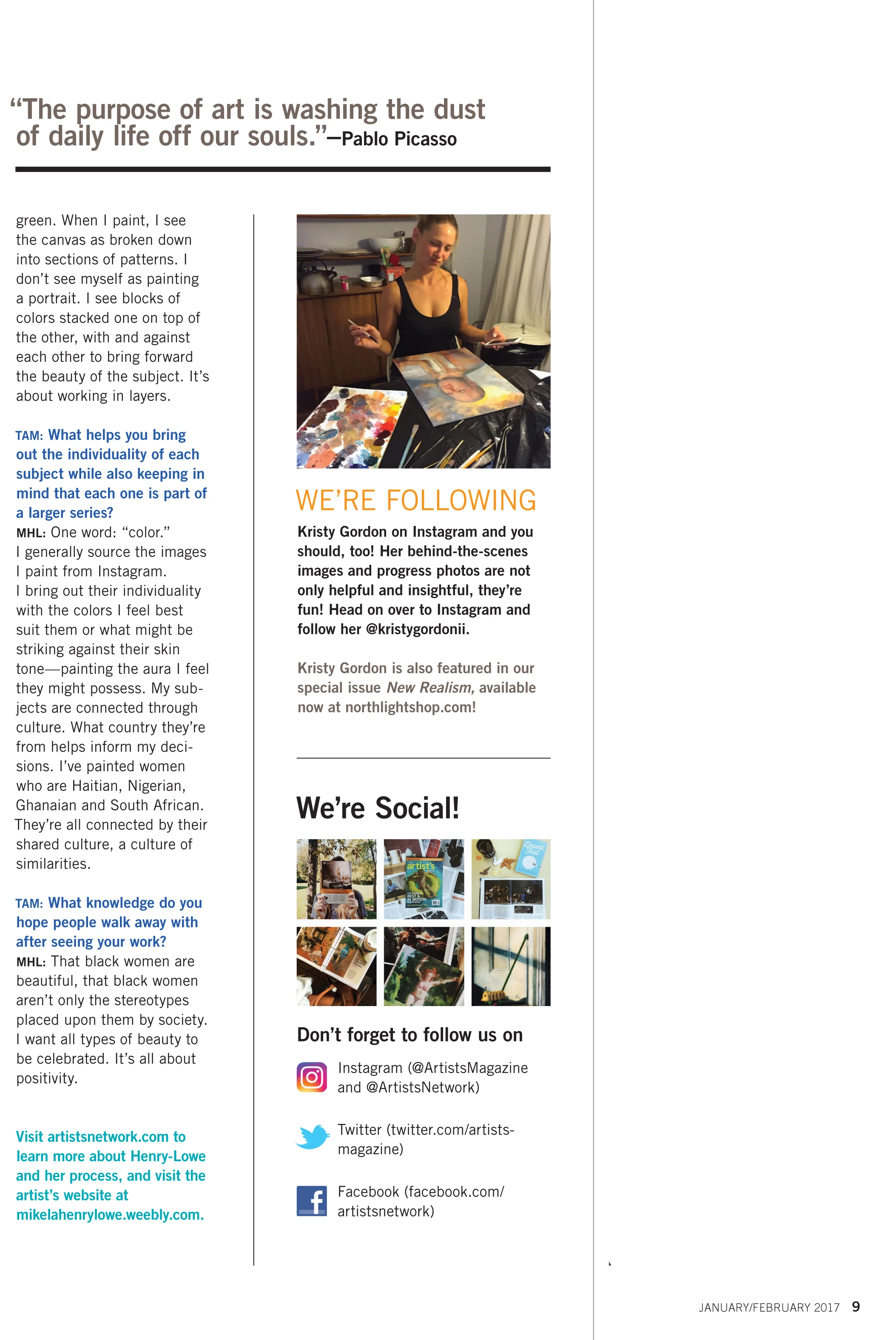 January/February Artist's Life column (2/2).
