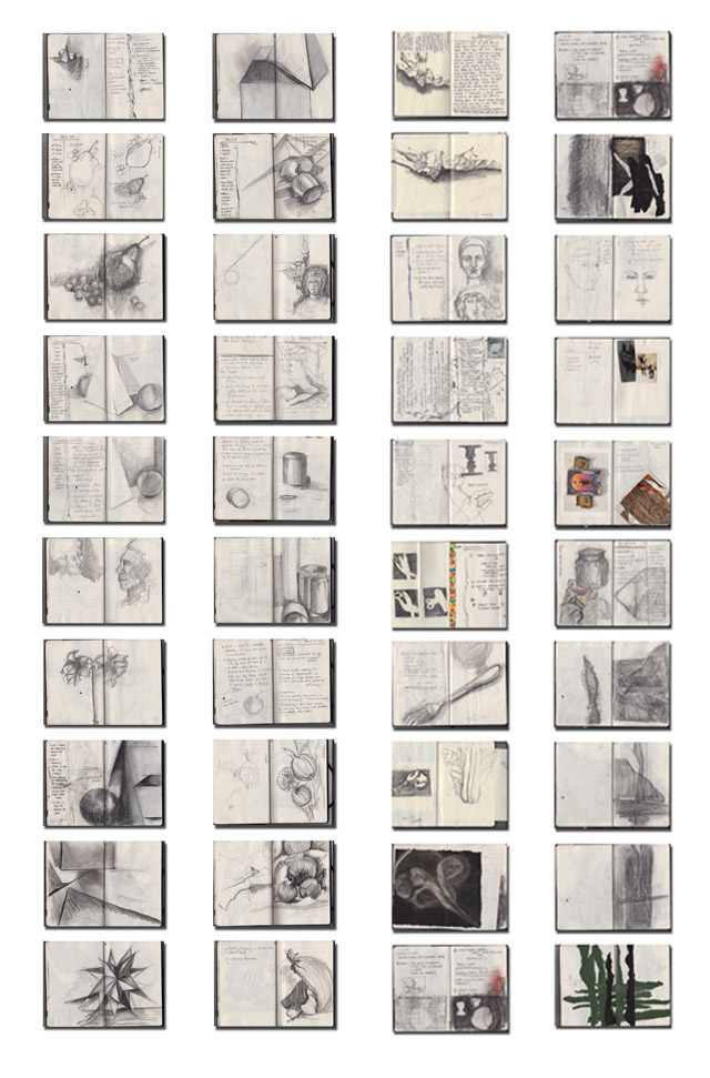 Lessons and research were documented in sketchbooks