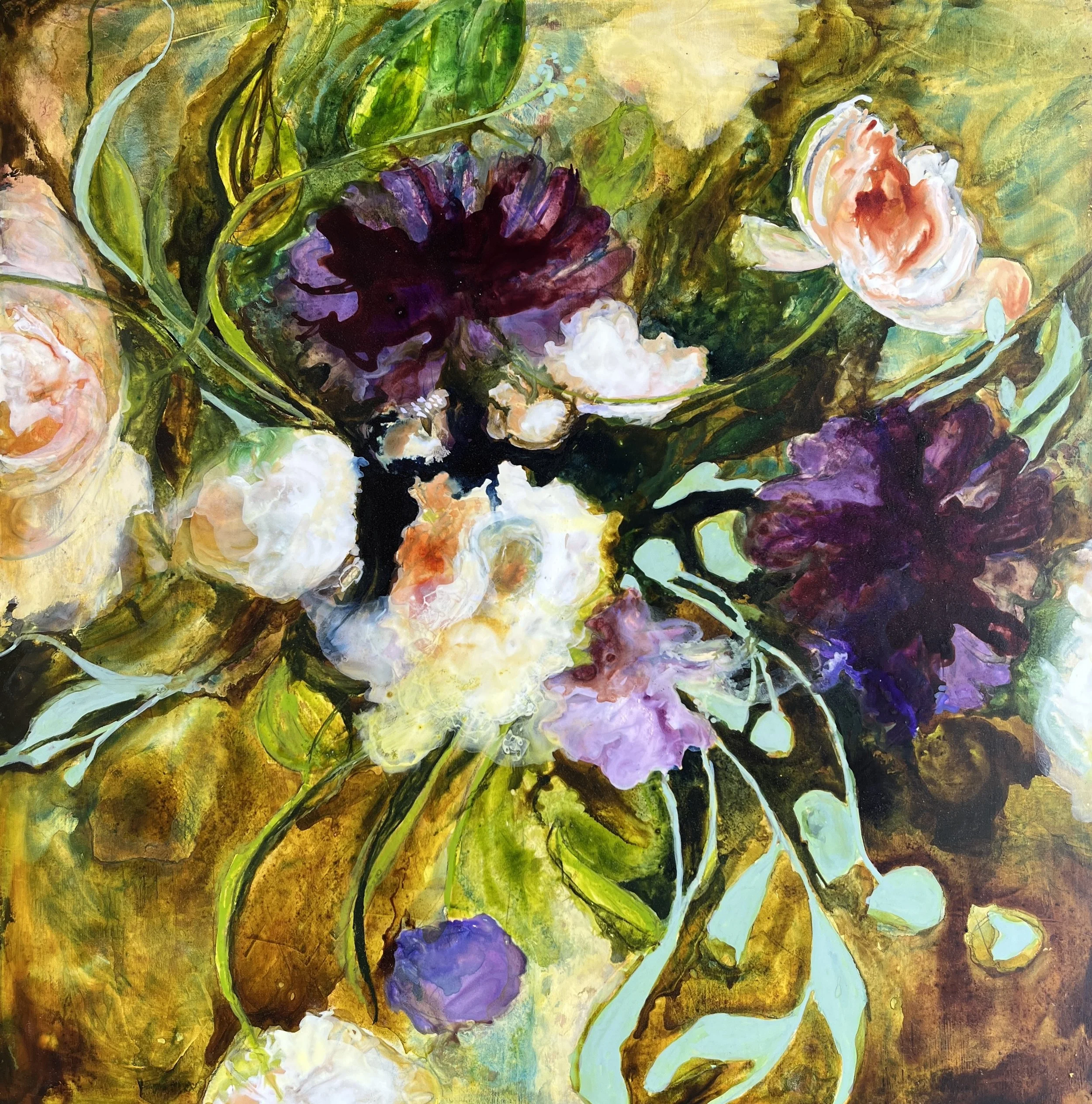 SOLD   Think of each life as a flower (Mary Oliver) Water-based media on wood 23.5 X 23.5 X 2" 
