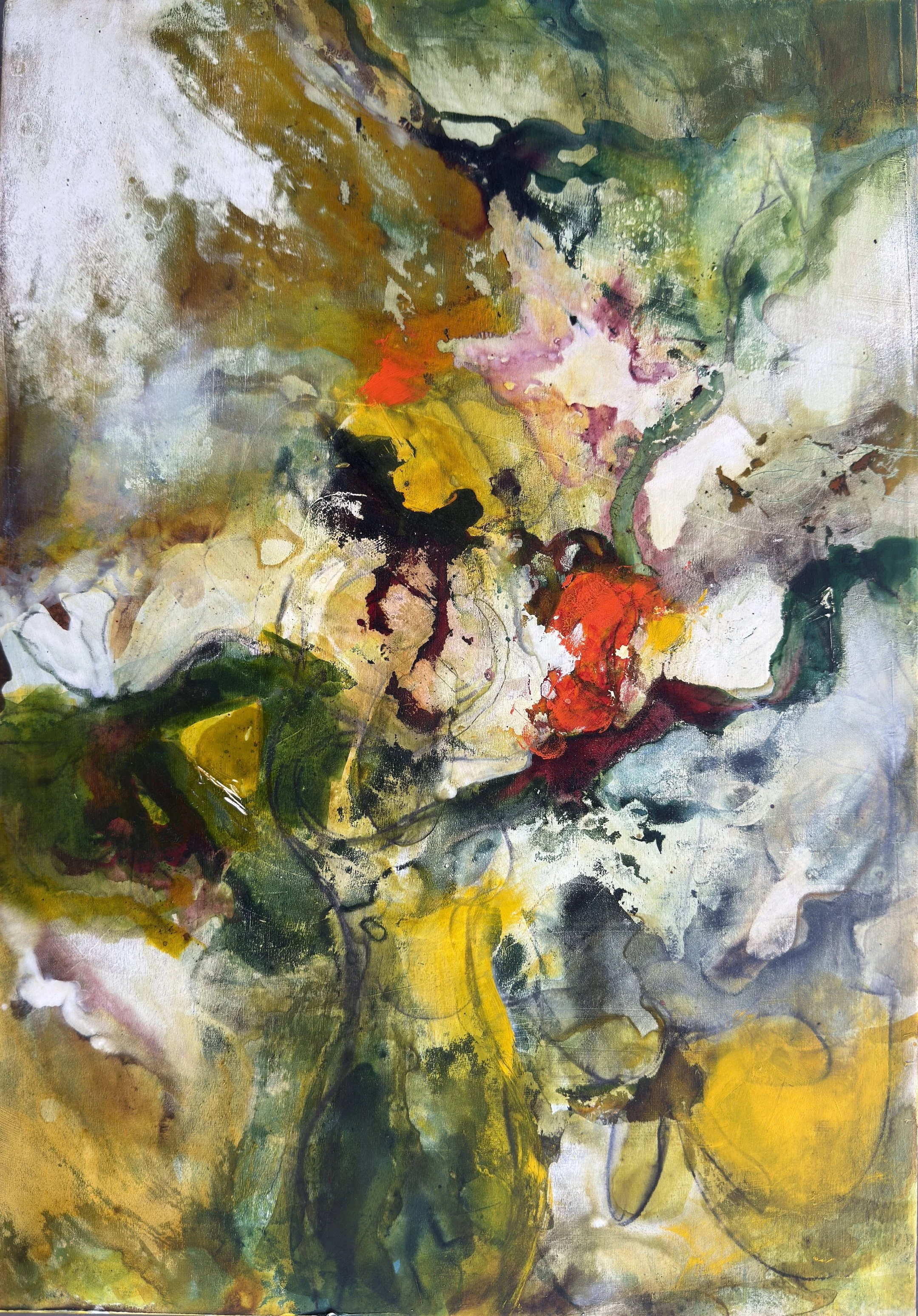 Flowers fade, 2026 Mixed media on wood panel 12.25 X 17.5 " Available 
