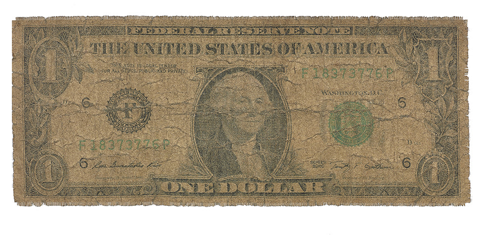   US$1 &nbsp;(2017) Large woven prints of filthy US$1 from Zimbabwe 