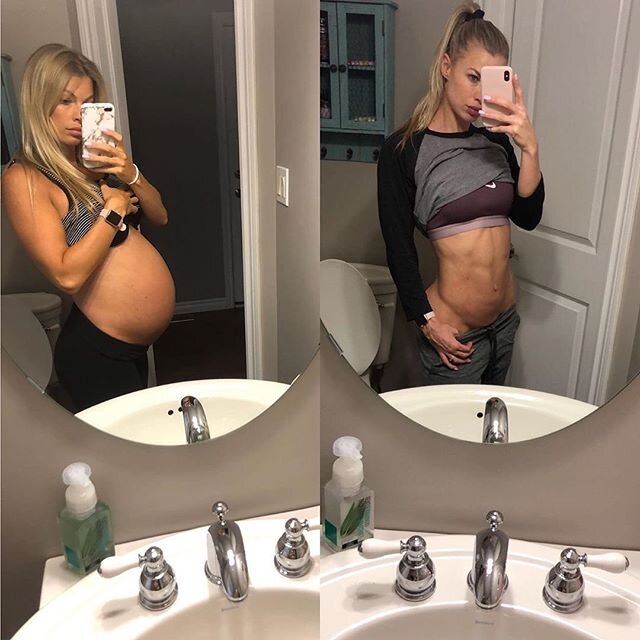Posted @withregram &bull; @_jadeatkinson 9 Months in + 5 Months out ☺️
.
I really had no idea what to expect from my body postpartum. All I knew was that I was willing to work, and see where that would take me.
.
In the past, when prepping I never re