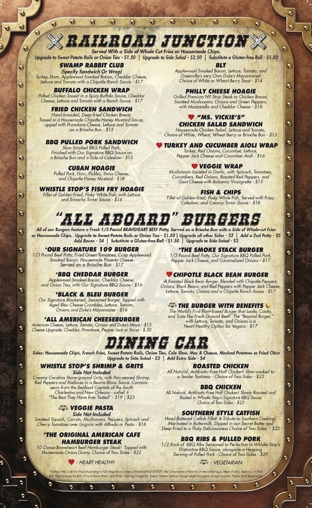 Menus — Whistle Stop at the American Cafe