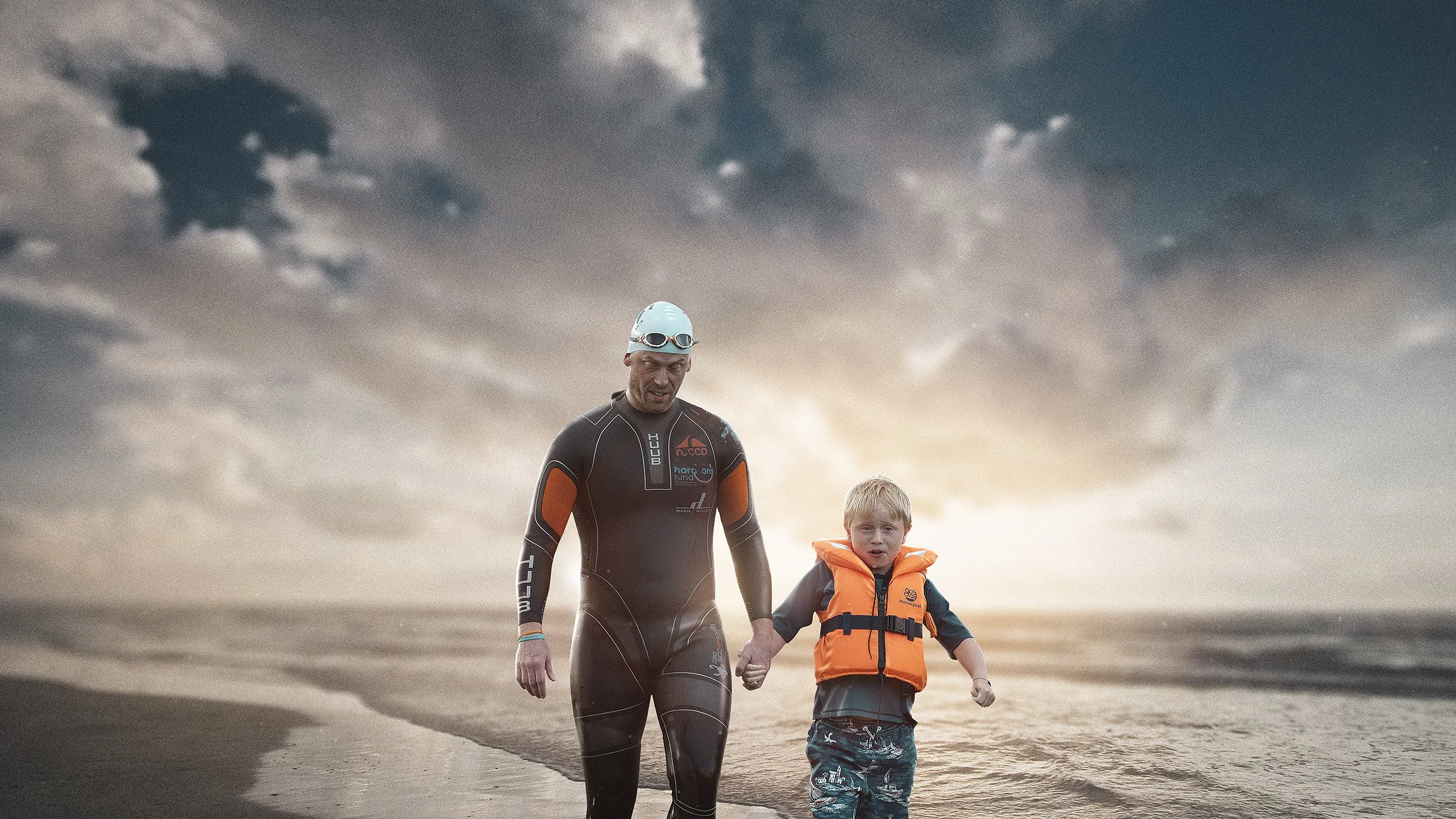 Dad and son at an ironman challenge