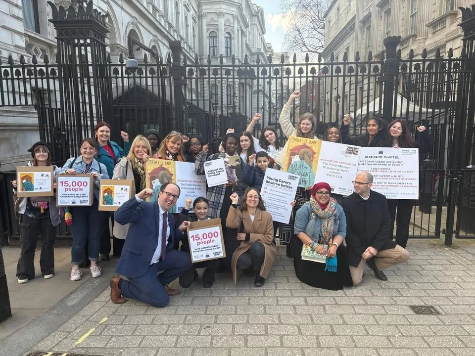 Young Carers outside No.10 Downing Street