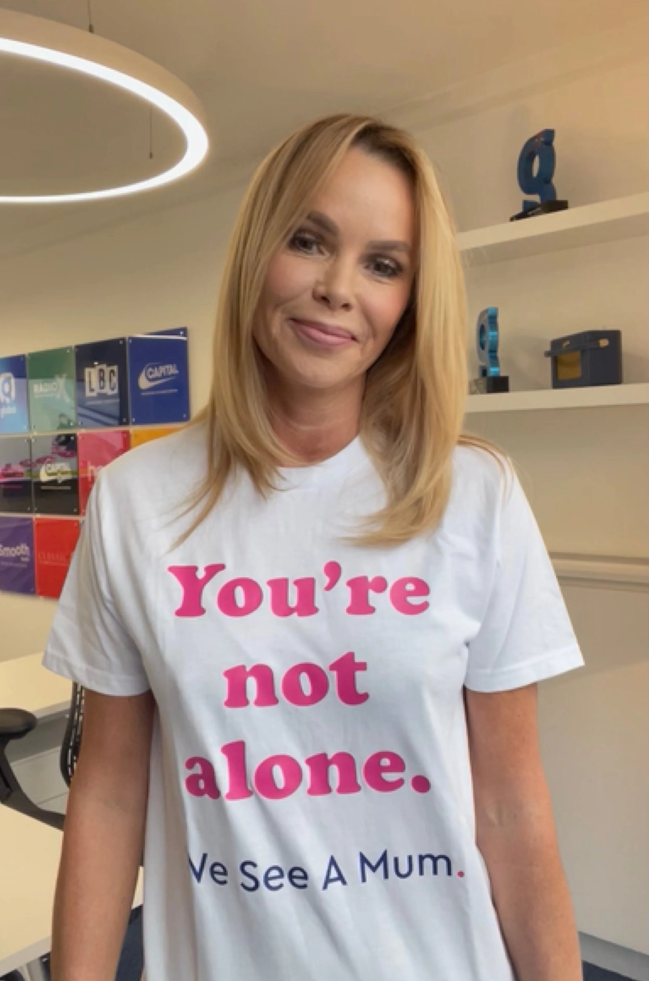 Amanda Holden wearing a Tommy's t-shirt