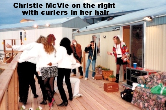 Christine McVie on the right with rollers in her hair