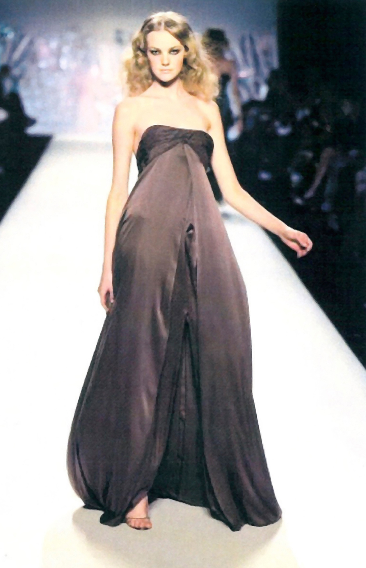  Purple Strapless Billow Silk Gown  Caroline Trentini    