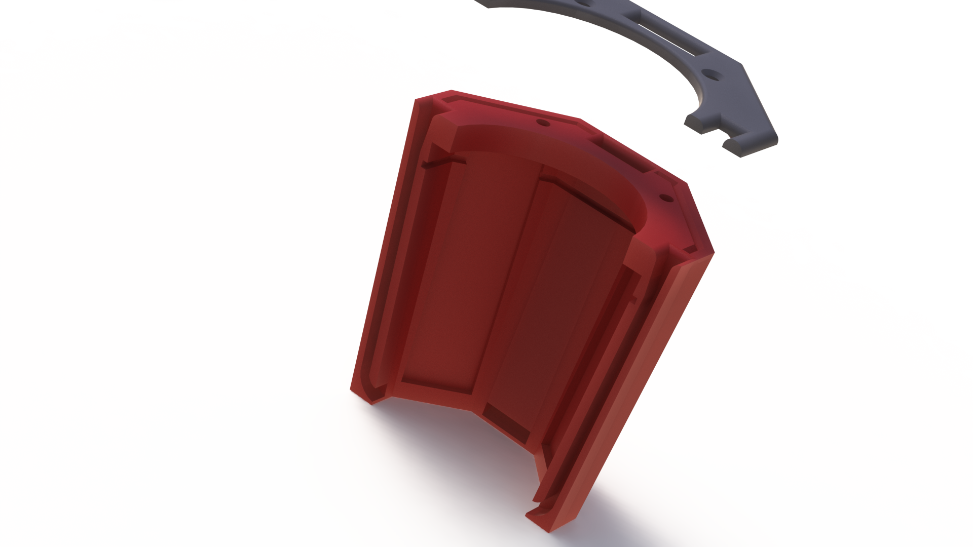 initial 3D shell design showing the interior sound enhancement channels. 