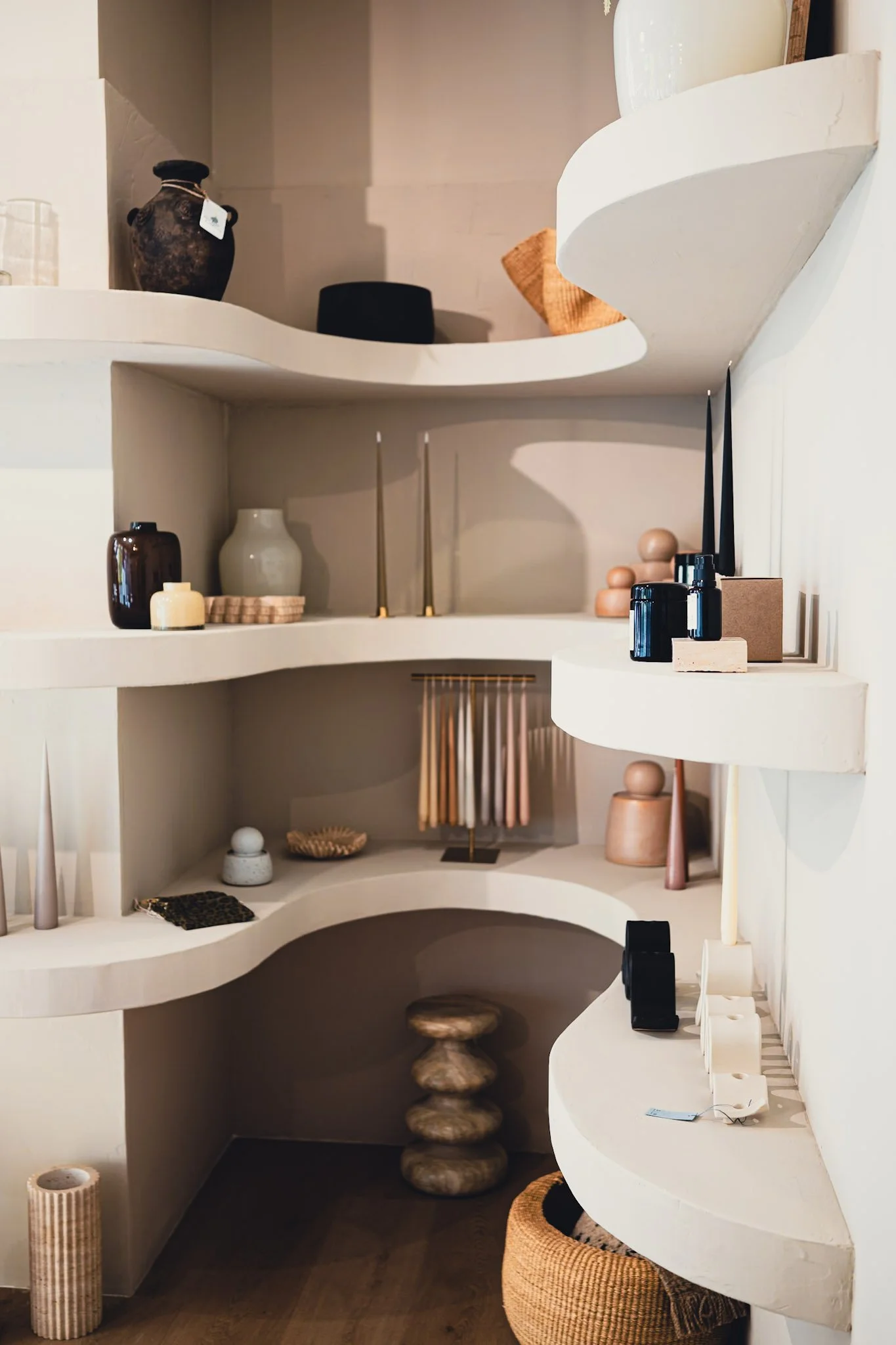  - Construction and installation of curved floating shelves.  