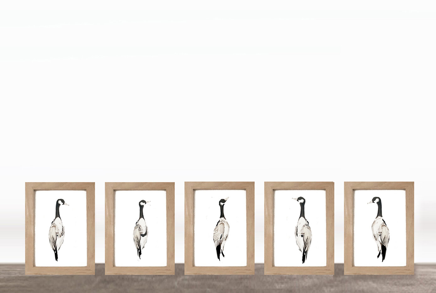 FRAMED PRINTS: CANADIAN GEESE SET OF FIVE