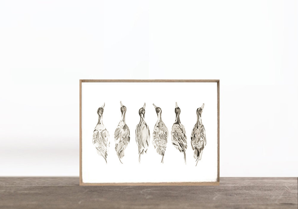 PRINT: WATERFOWL . SEPIA TONE