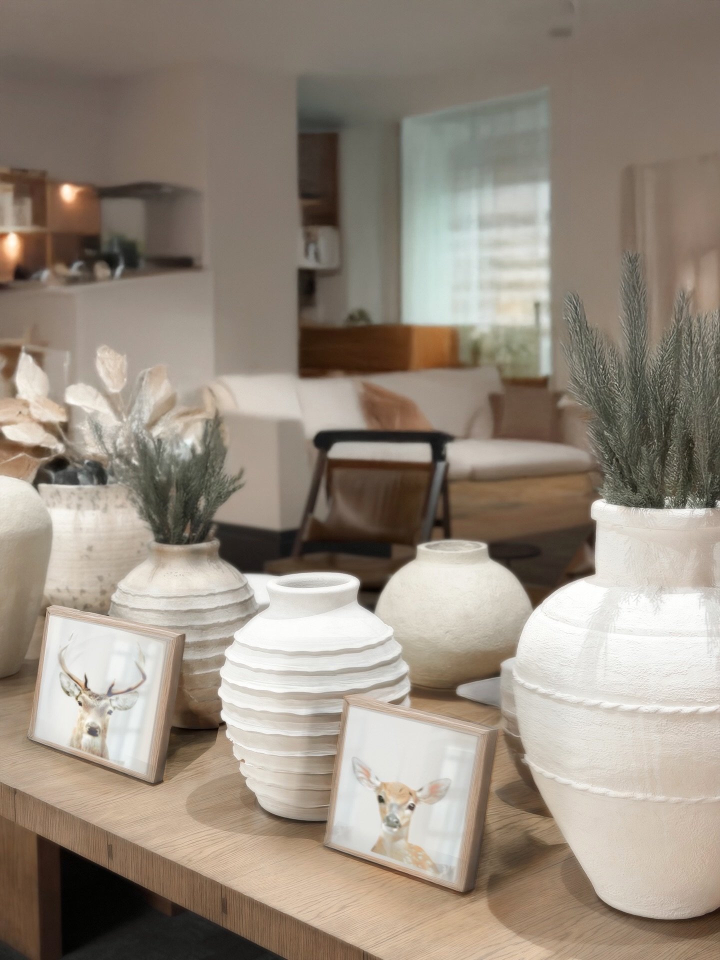 woodland stocking stuffers sneaking their way out on the table to then be tucked back in for Christmas morning