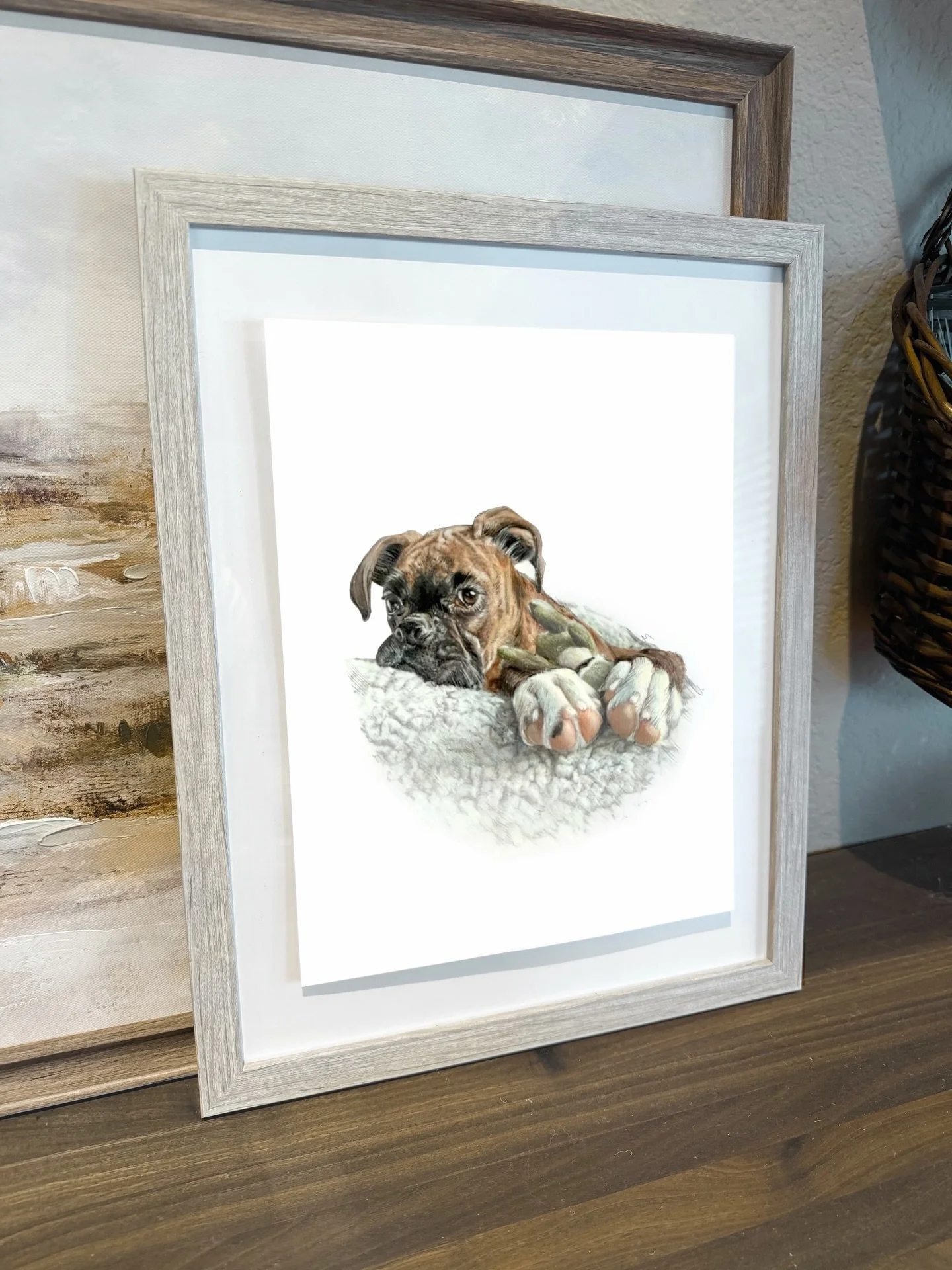 pencil sketch of sweet Muki-girl (and cute green dino toy) gifted to her dad for his birthday 🤎