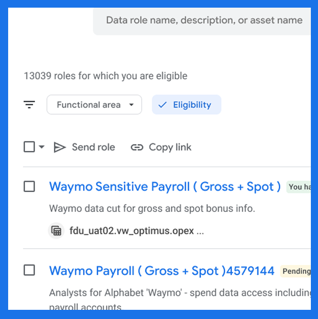 Google - DSF - Role Search improvements