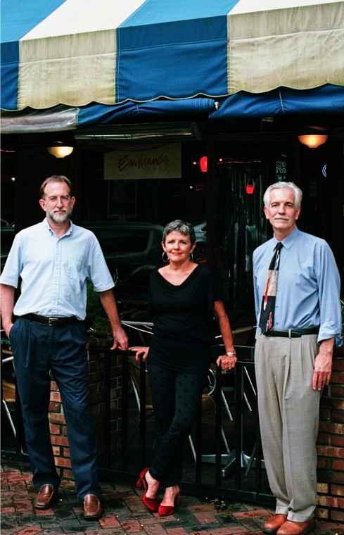 The Brenda Bayne Jazz Trio. L-R: David Glennon, bass, Brenda Bayne, vocals and snare, and Robert D'Amico, piano. (image via brendabayne.com)