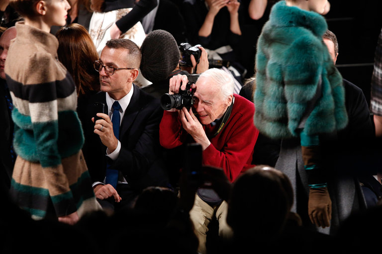 Bill Cunningham at the Carolina Herrera Fall 2013 fashion show in New York. CreditCindy Ord/Getty Images for Mercedes-Benz Fashion Week