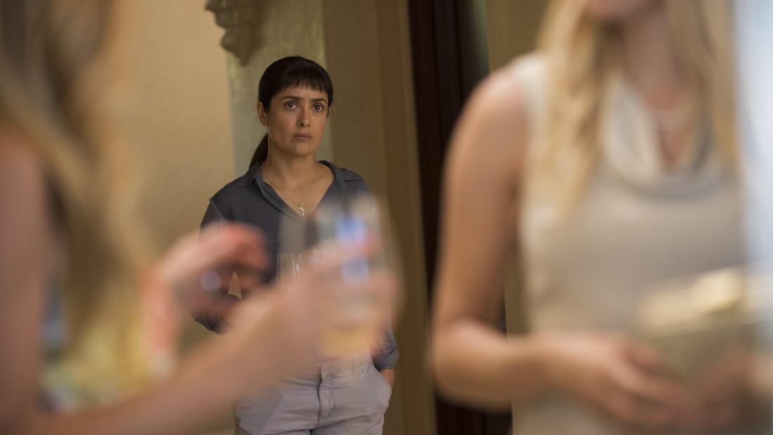 "Beatriz at Dinner." Salma Hayek, Chloë Sevigny, Connie Britton, Jay Duplass, Nina Arianda, John Lithgow, Amy Landecker, and John Early. Written by Mike White. Yes! (via teasertrailer)