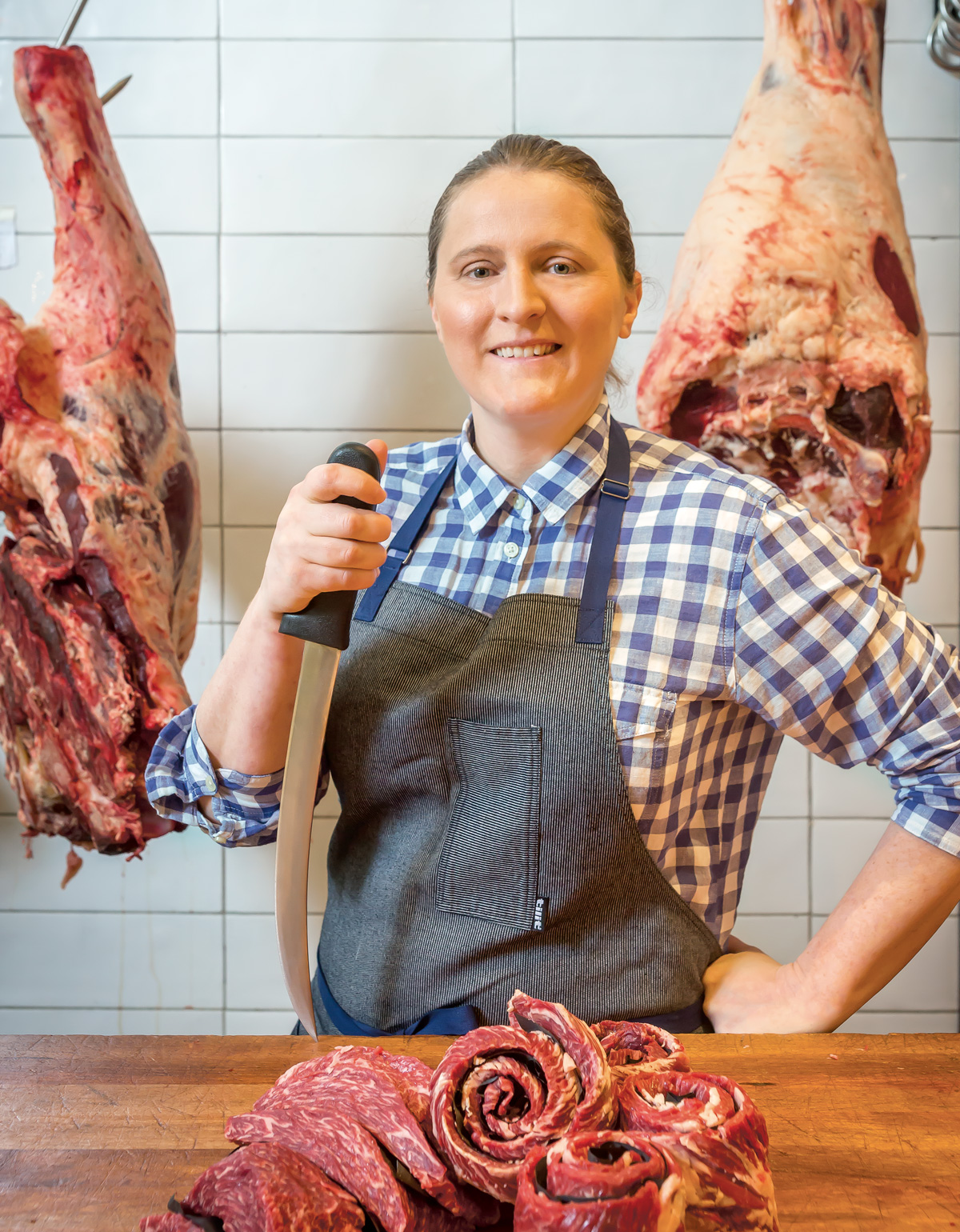 White Gold Butchers co-owner April Bloomfield: “That meaty smell always felt so wholesome.” (image by Noah Fecks via villagevoice)