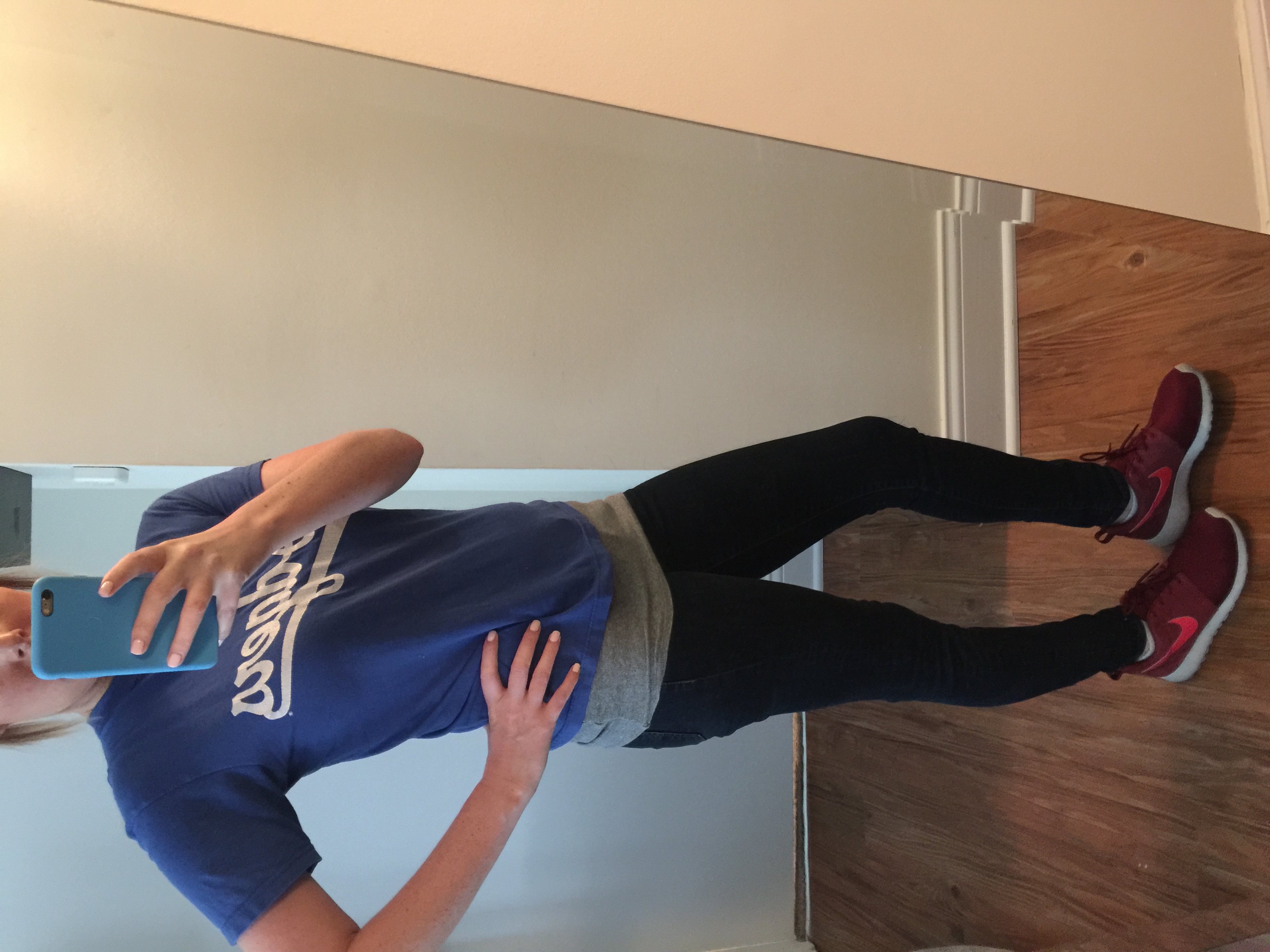 Shirt: Goodwill Jeans: KUT, Mia Toothpick Skinny-Nordstorm, Shoes: Nike, Roshe One