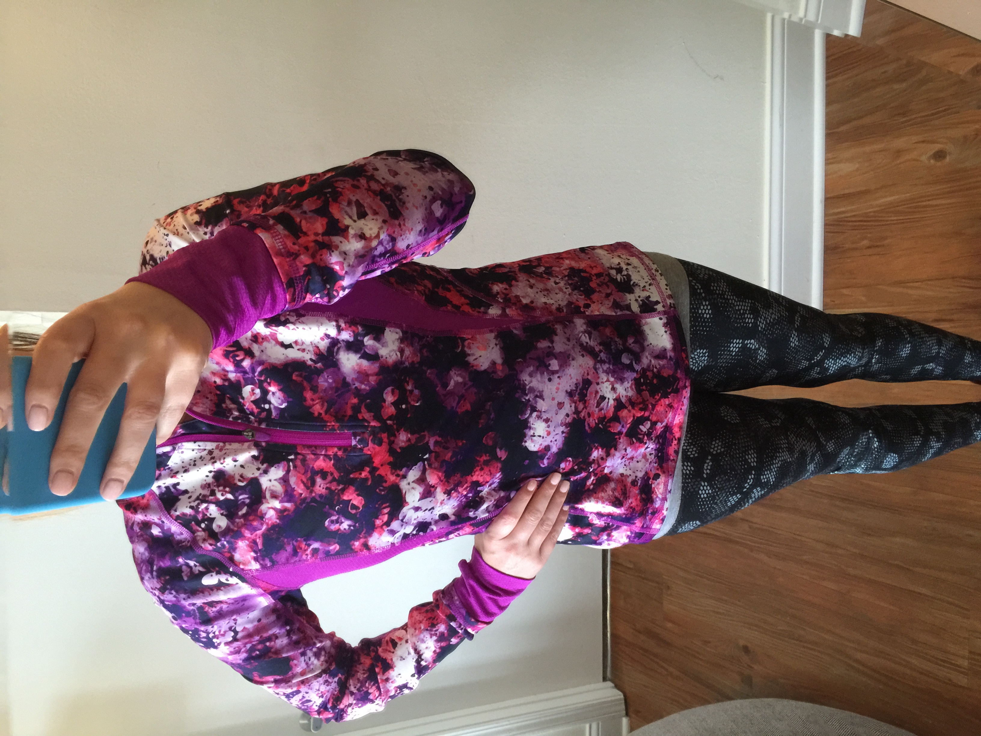 Top: Kohls, Tek Gear Mockneck Quarter-Zip, Pants: Target, C9 Champion Women's Advanced Performance Printed Legging