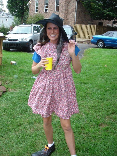 A witch in a sundress with clown shoes, DUH. I think me and my roommates yelled this exact phrase probably 50x that day. In my defense it was a last minute costume party and this was the only thing we had around the house. 