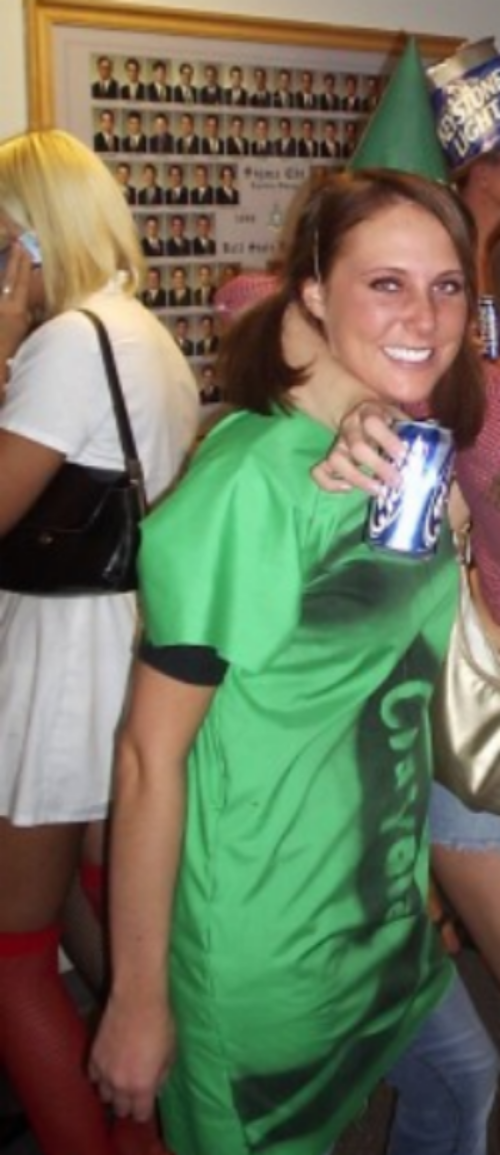 Typical crayon costume, which was super fun to be but weird being the only fully clothed female at the frat party. (exhibit A to the left)