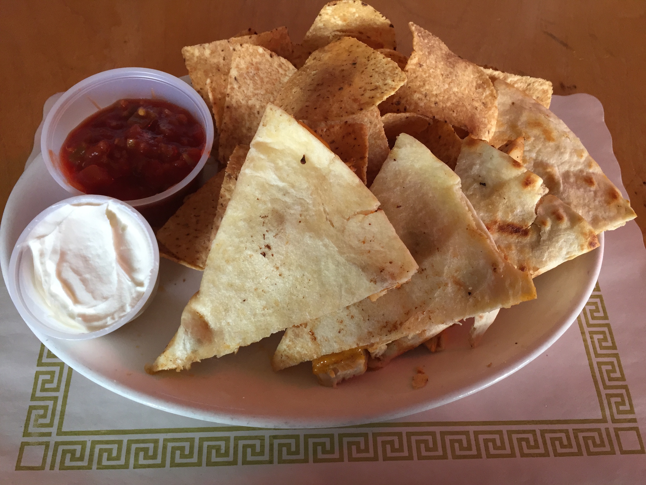 Lockerbie Pub: Quesadilla with Chicken. This may look like your everyday quesadilla but it super good, esp for the price! ($6 bucks including chips and salsa)