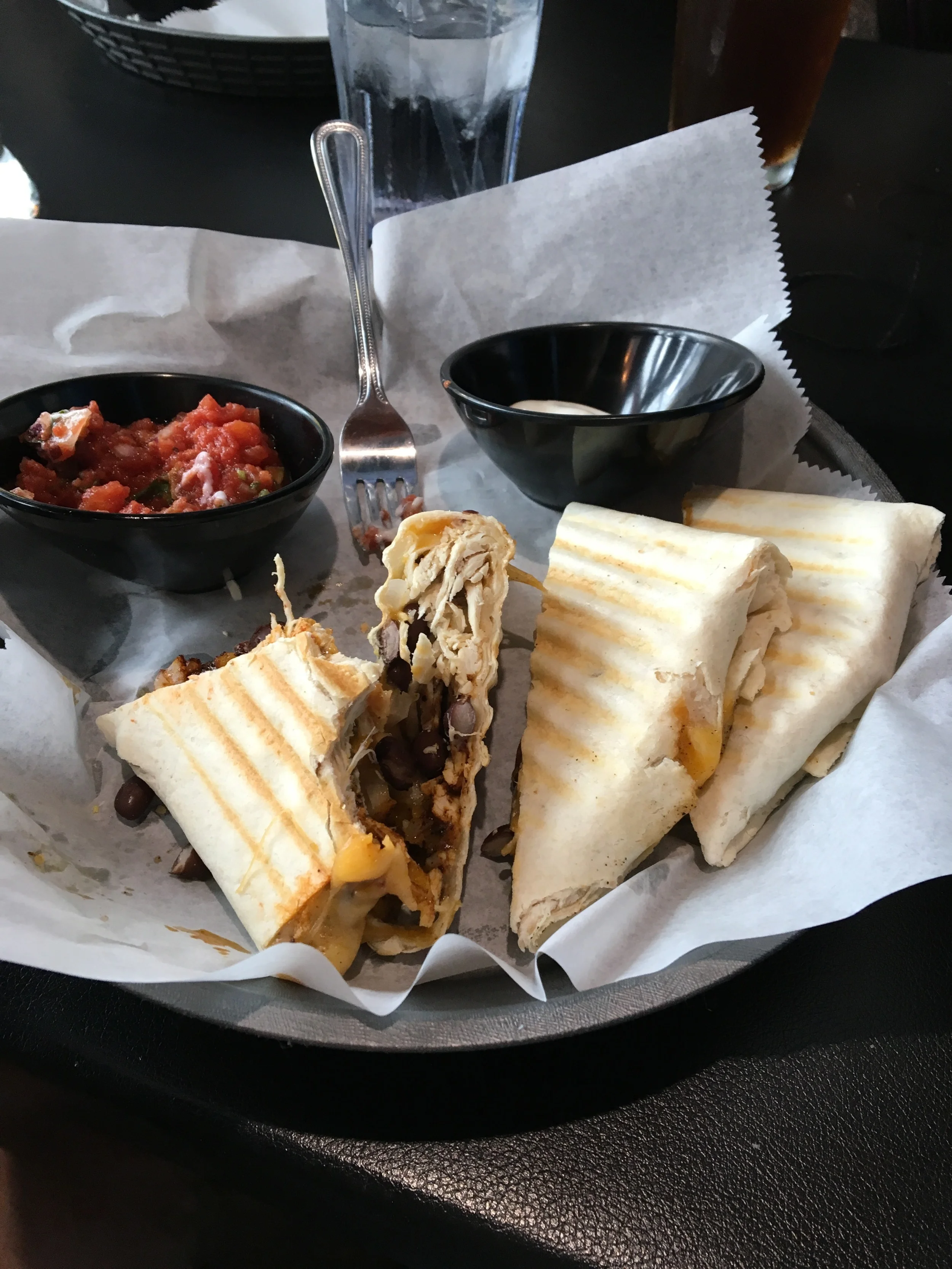Chilly Water Brewing Company: Chicken Quesadilla. (I started eating this before I remembered to take a picture :( I was hungry!) OMG this is so one of my favorite quesadillas. It was so full of flavor and their salsa is really good! Highly recommend it paired with their beers! 