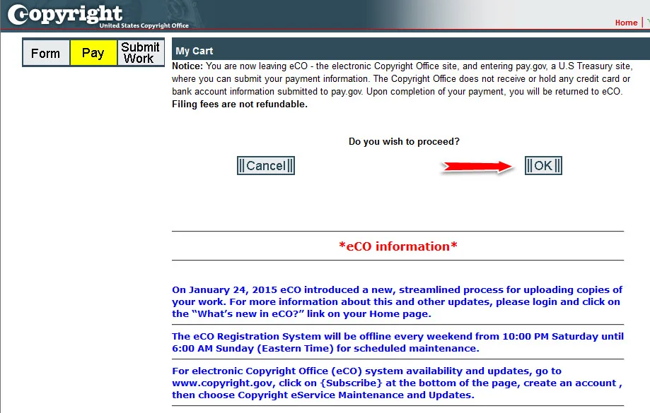 Don't worry -- once you complete the payment process, you'll be taken back to the ECO.