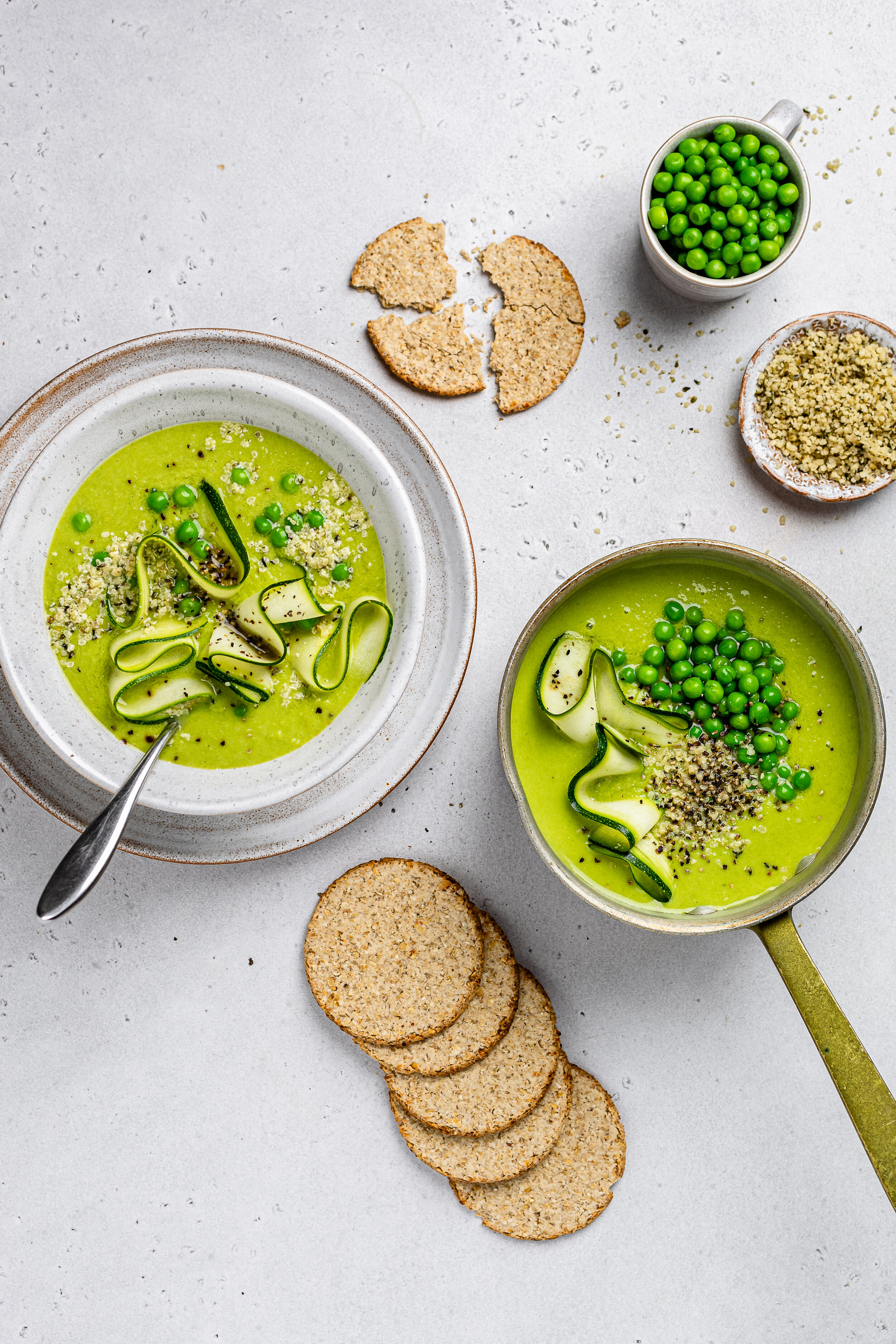 pea soup with matcha