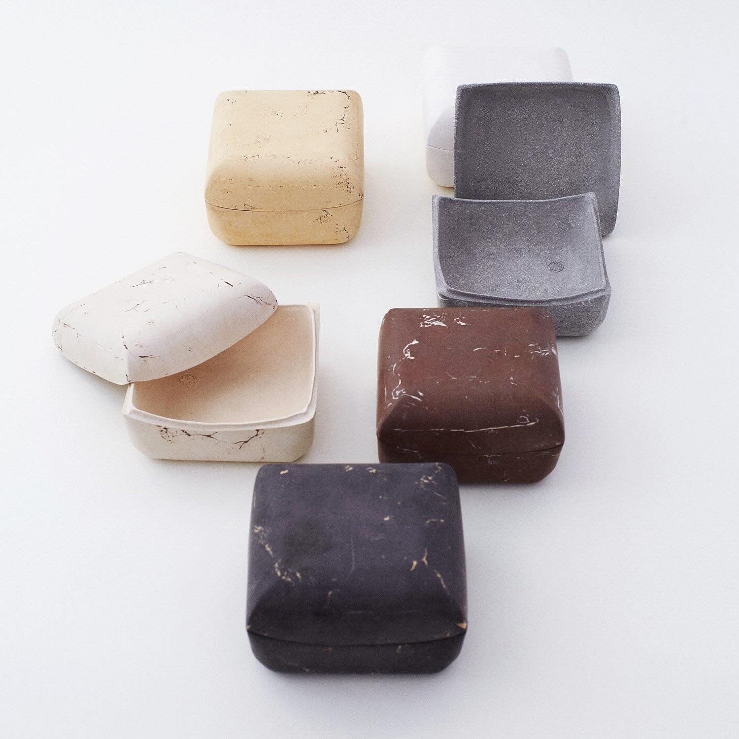 New handmade &lsquo;Ceramic Marble Boxes&rsquo; by Erica Tung
&ldquo;instead of applying glaze to her work, Erica dedicates hours to hand sanding and polishing the already fired ceramic surfaces, both after the initial low bisque firing and again, af