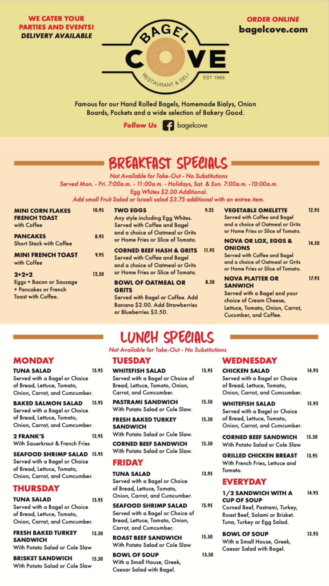 Bagel Cove Menus