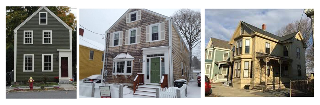 These are the sort of homes that remind me most of home. I grew up in New England and still have a fondness for those cramped little streets, packed full of tiny A-frame colonials. I love everything from the weathered shingles and shakes to the doors, bay windows and picket fences.