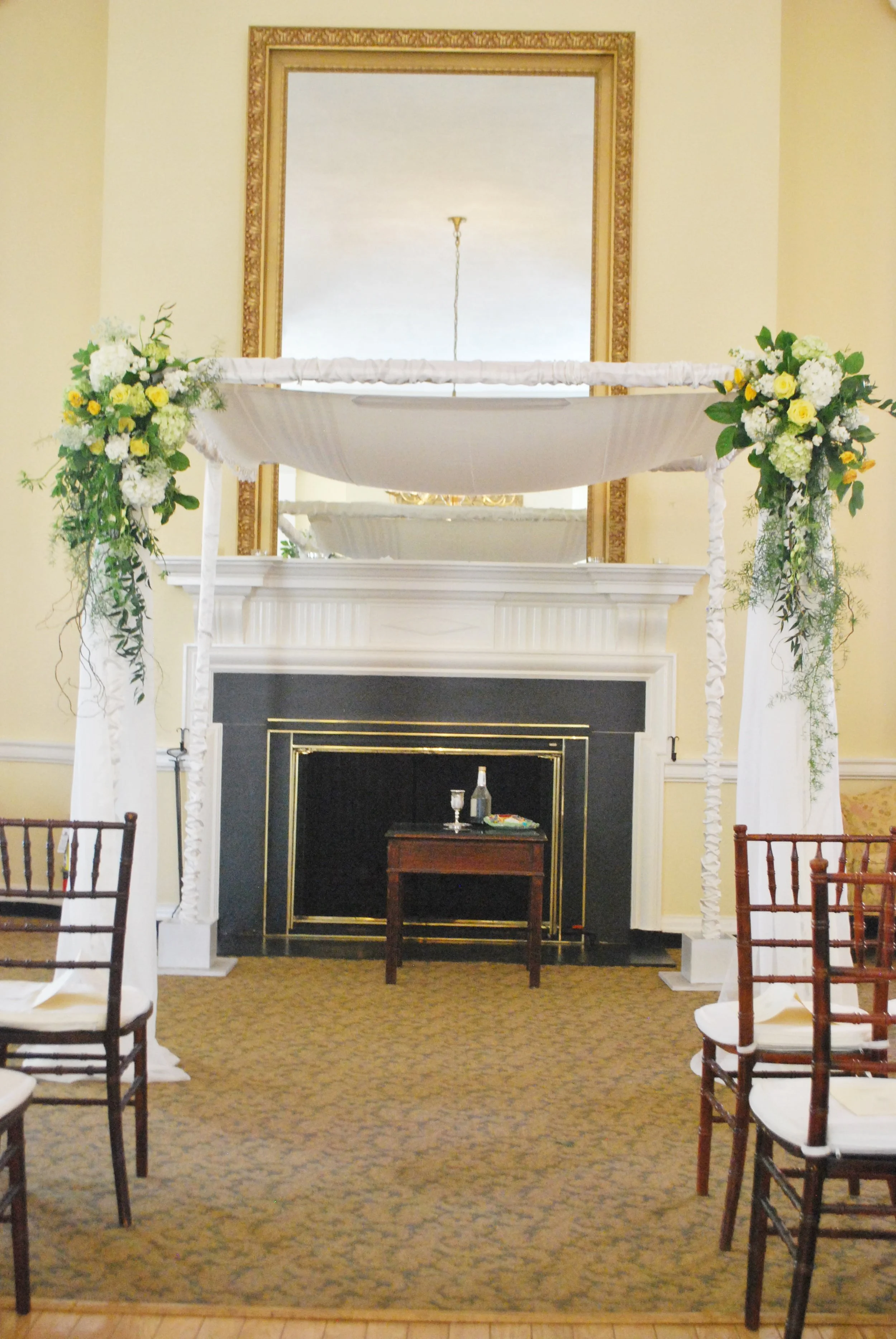 Fabric draped Chuppah decoration