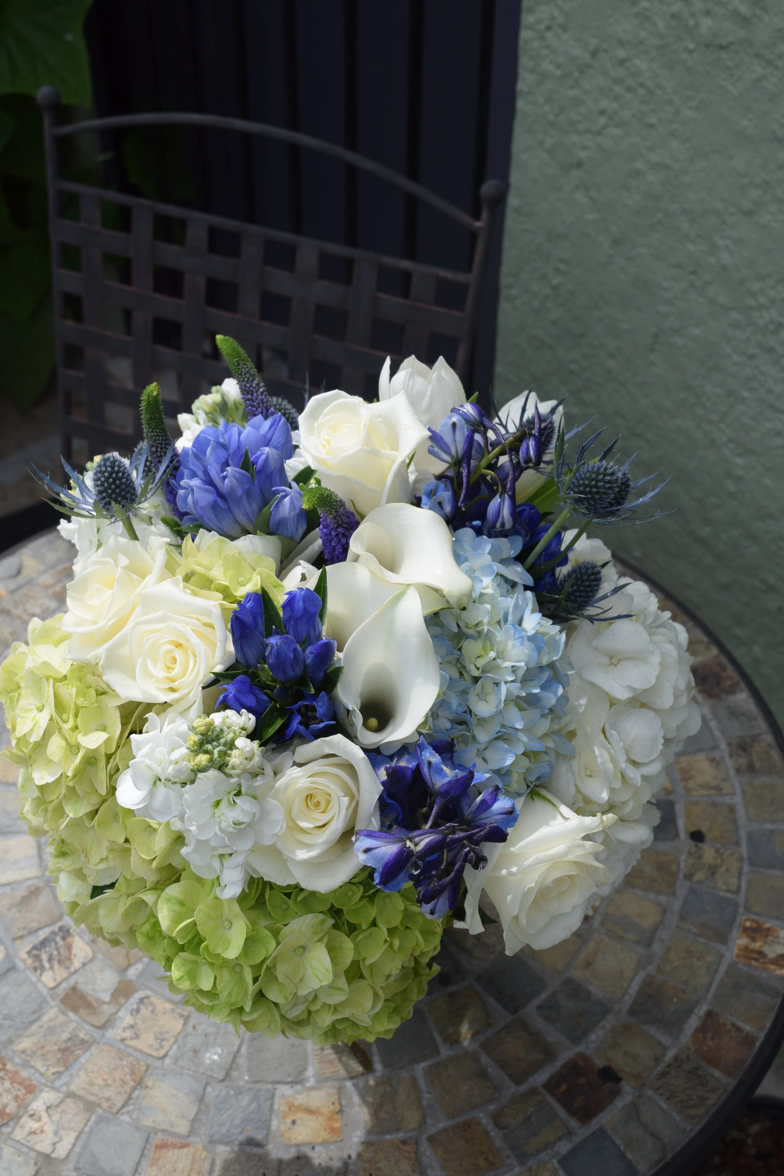 Blue and white bouquet
