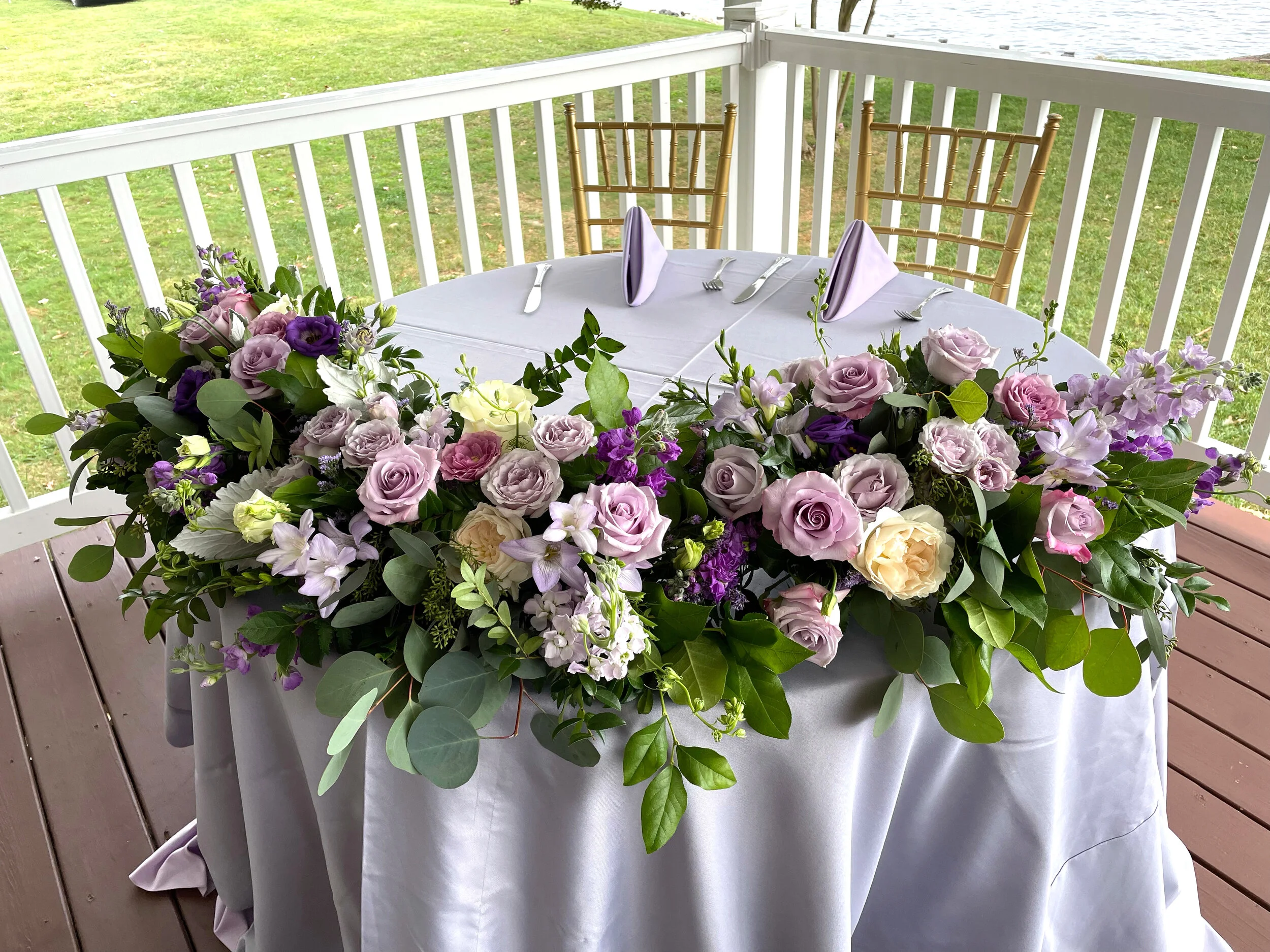 Cool summer morning wedding by the shore