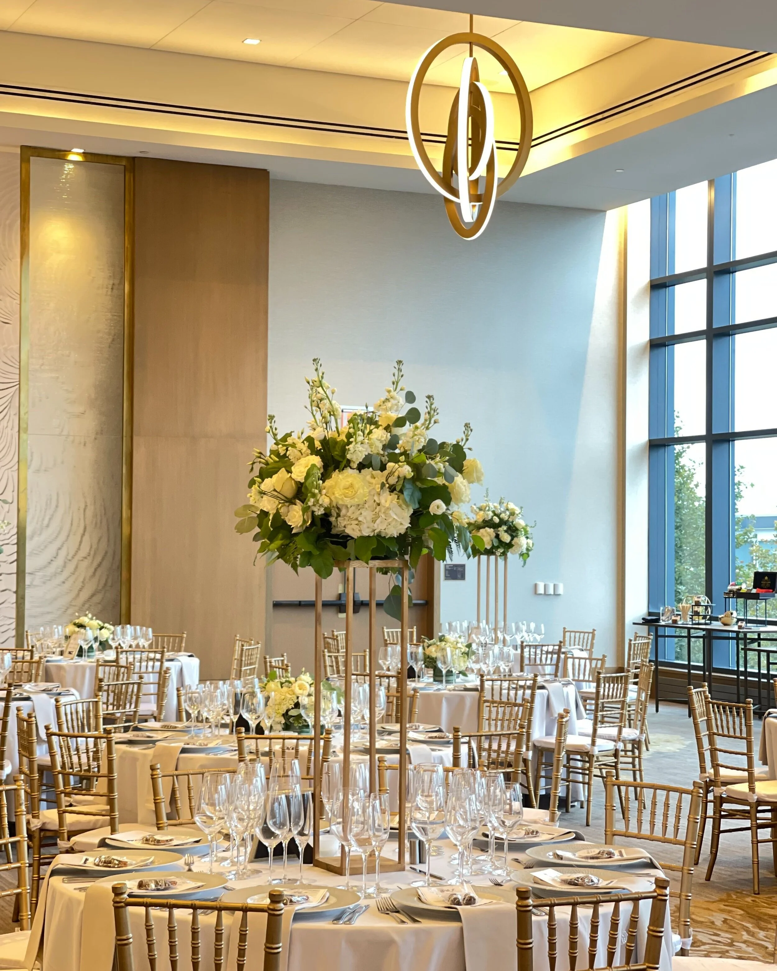 Classic White Wedding at the waterfront view