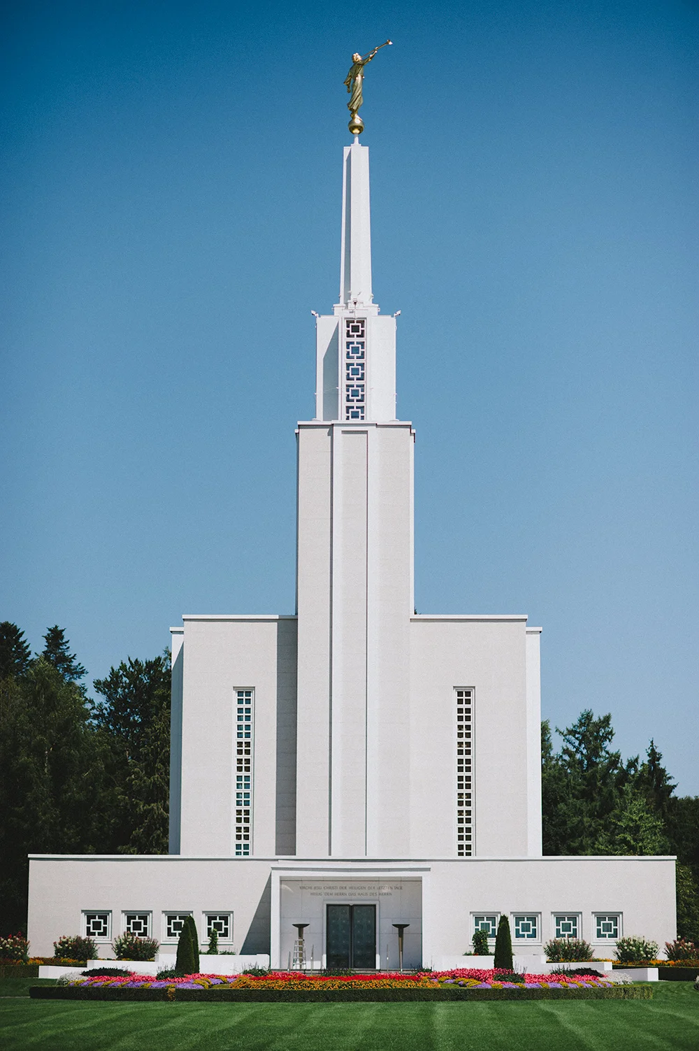 Bern Switzerland Temple, dedicated in 1955 by President McKay; rededicated in 1992 by President Hinckley