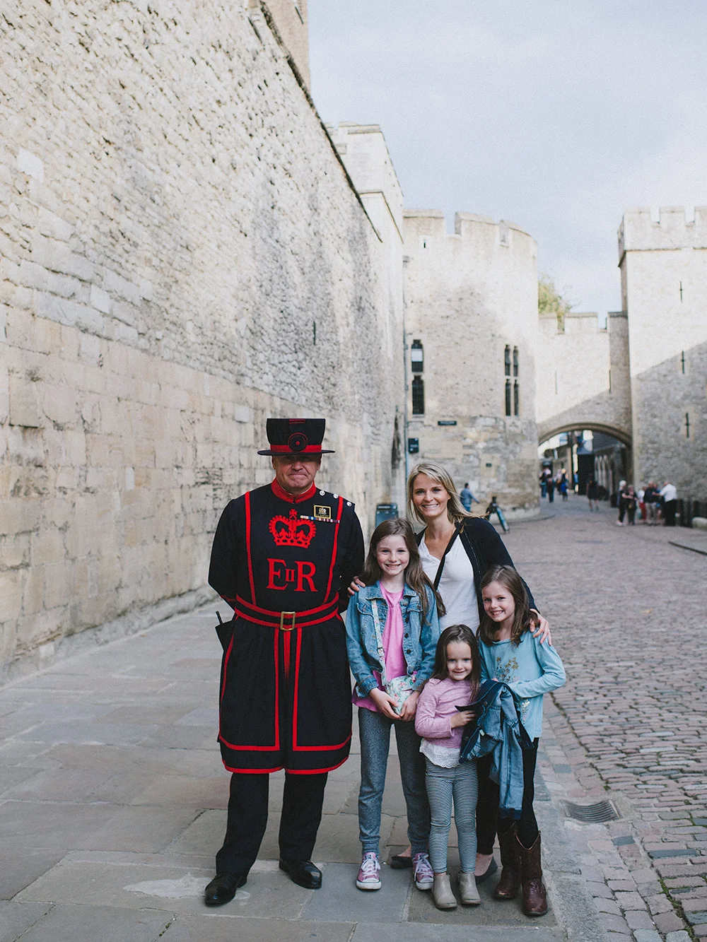At the Tower of London with a Beefeater